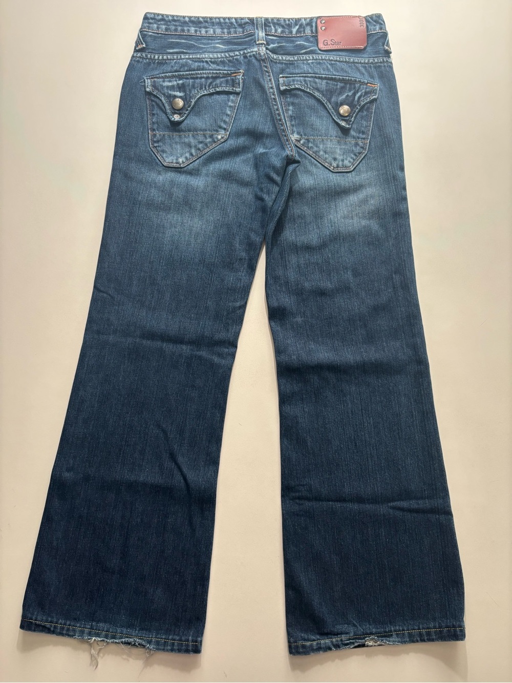 Archived G-Star Flared Jeans Dark Blue faded Denim with Back Flap Pockets